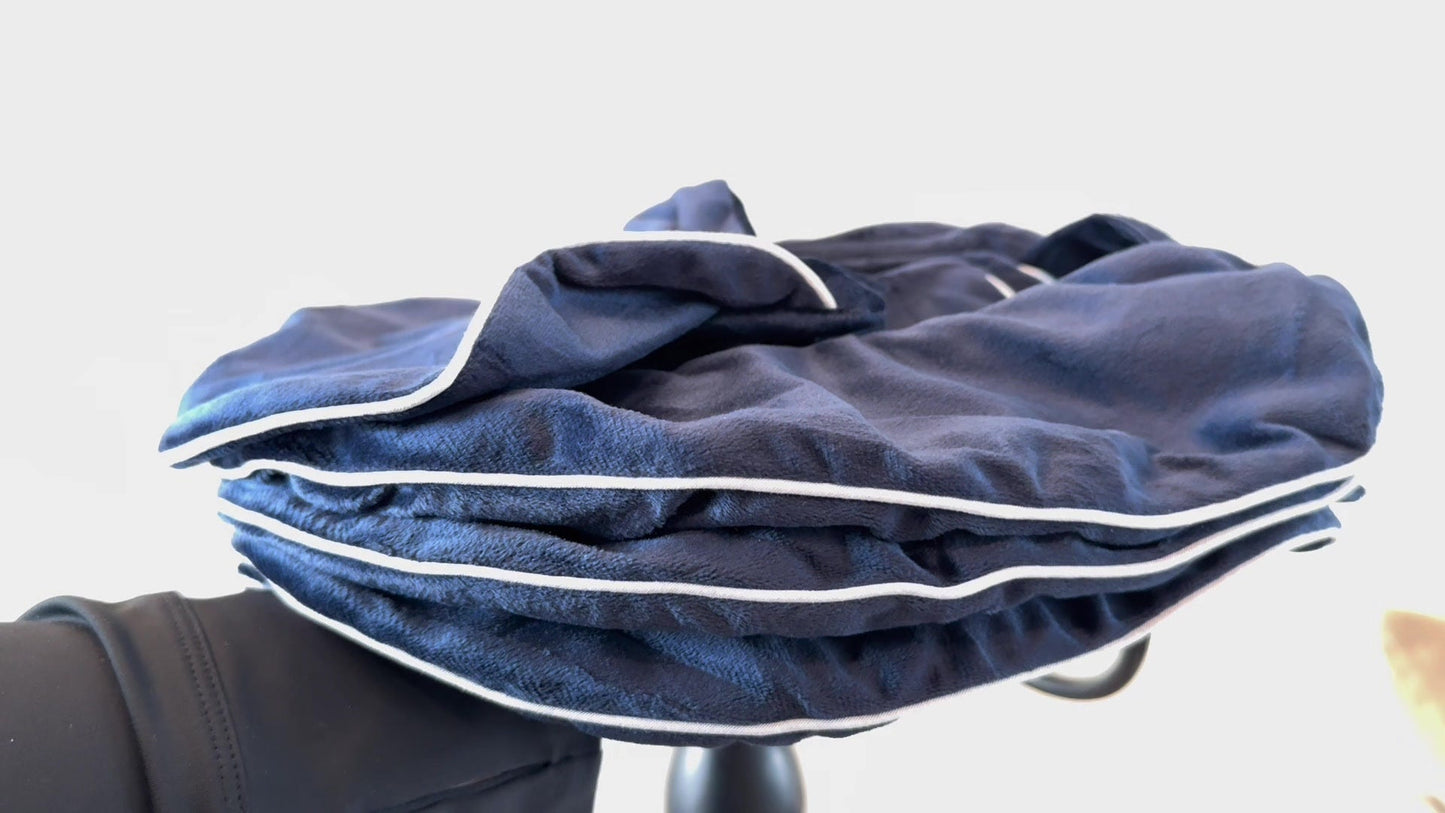 CerviRelief neck traction device close-up, soft velvet material